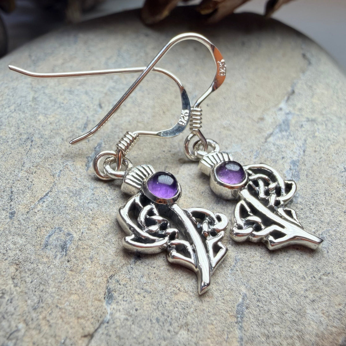 Raeburn Petite Scottish Thistle Earrings in Sterling Silver