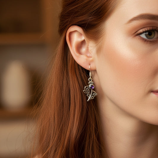 Raeburn Petite Scottish Thistle Earrings in Sterling Silver