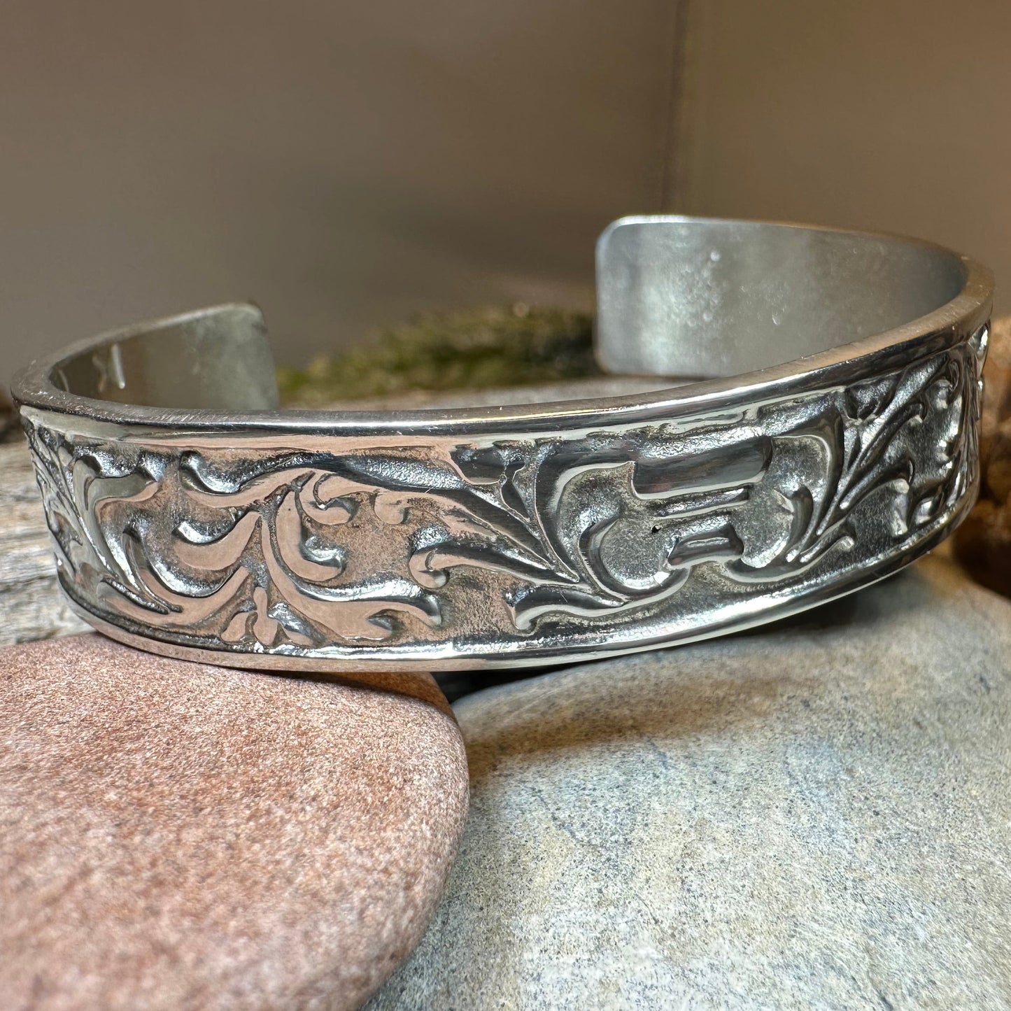 Baroque Pewter Cuff Bracelet - Handmade in Scotland — view 8