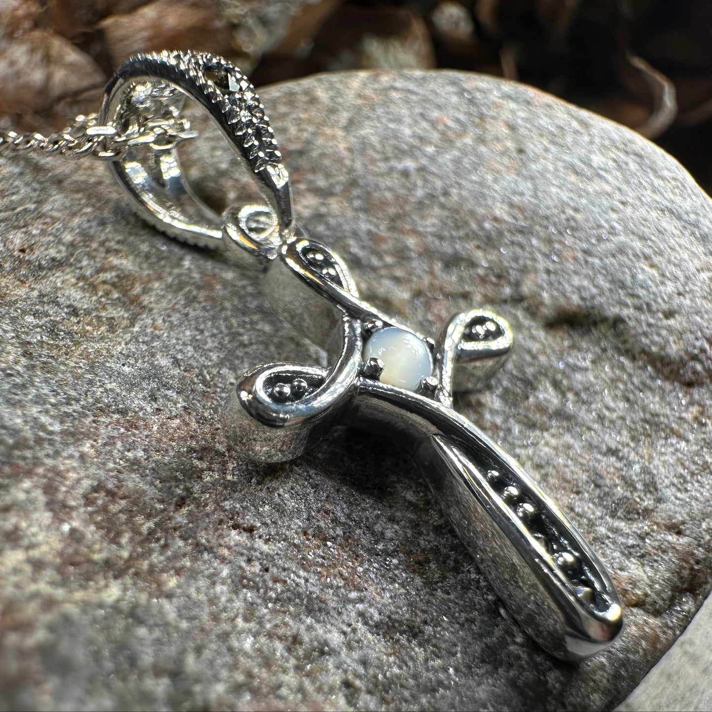 Isabeau Marcasite Cross Necklace in Sterling Silver