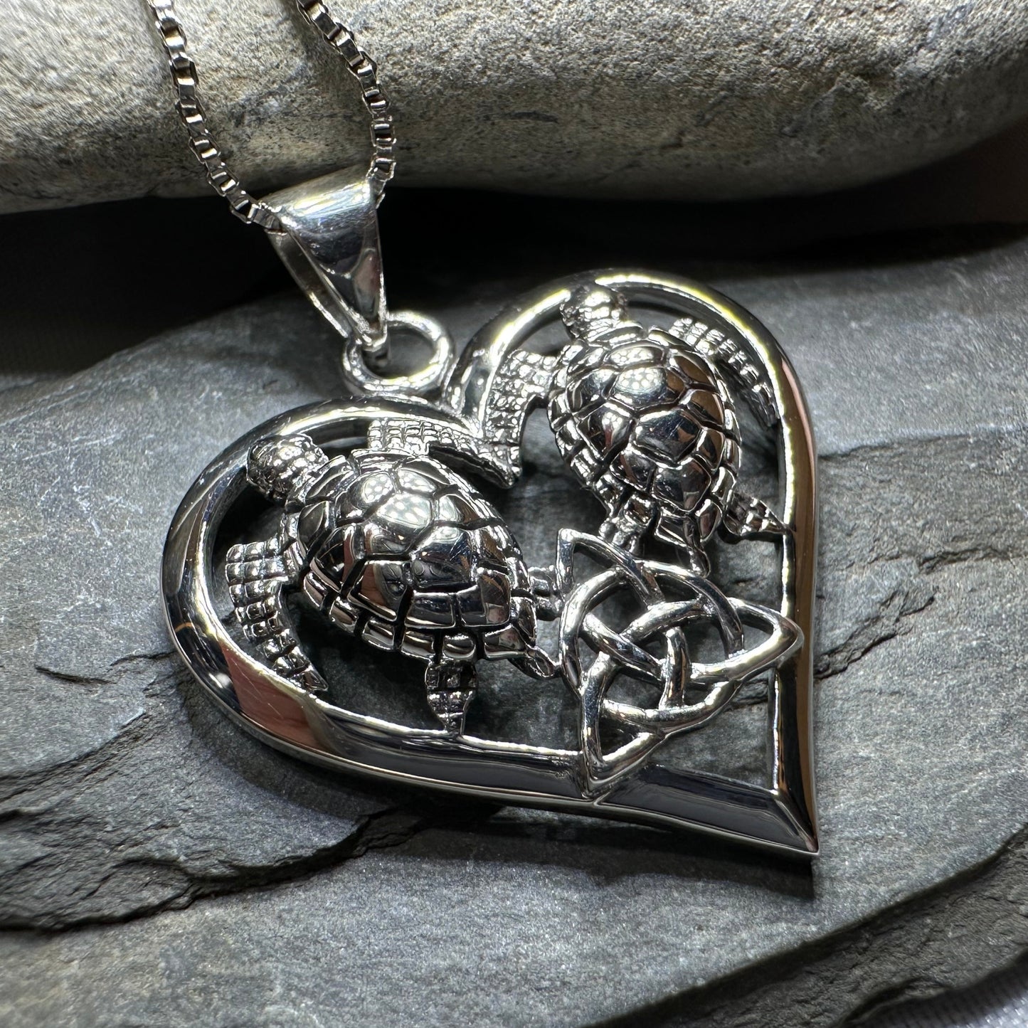 Celtic Turtle Lovers Necklace in Sterling Silver