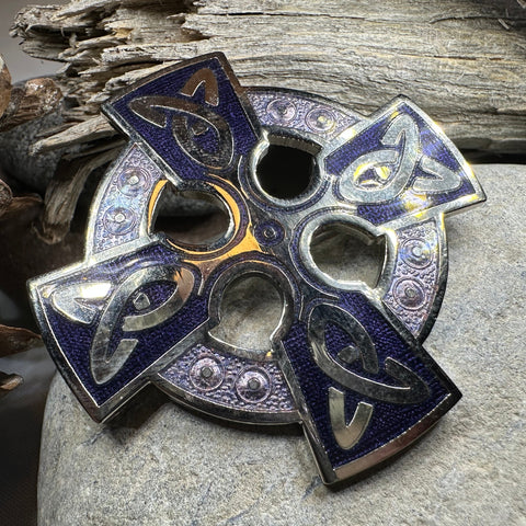 Load image into Gallery viewer, Enamel Celtic Cross Brooch
