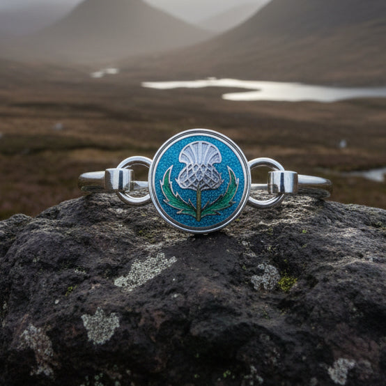 Enamel Scottish Thistle Bracelet for Women