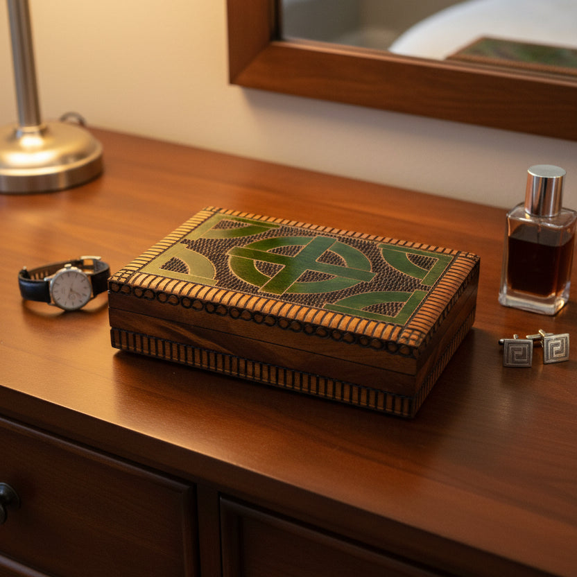 Celtic Cross Keepsake Box - Handmade Wooden Box