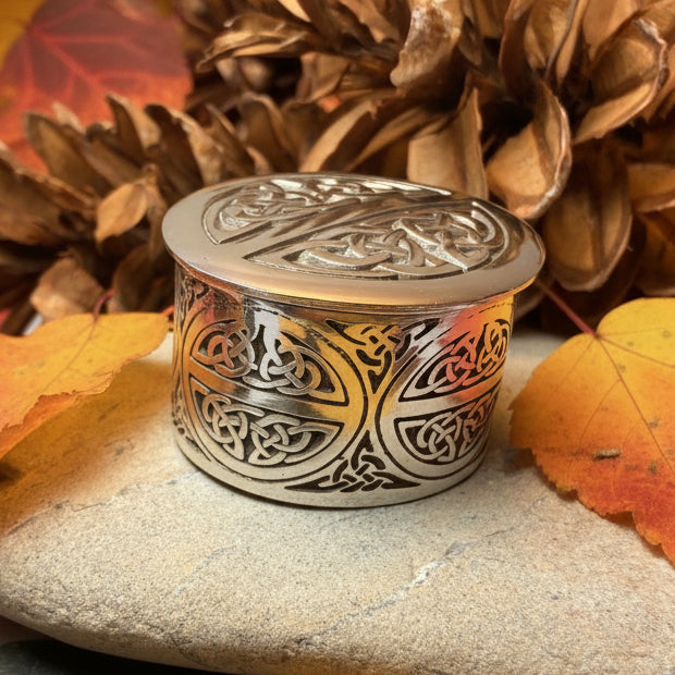 Small Oval Celtic Trinket Box - Handmade in Pewter