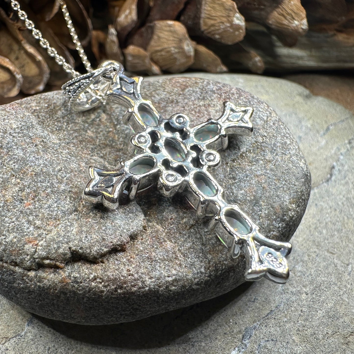 Eyrlis Marcasite Cross Necklace in Sterling Silver