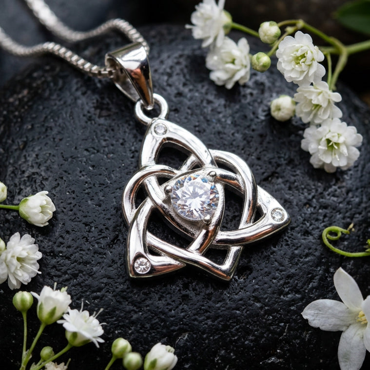 Trinity Love Knot Necklace in Sterling Silver