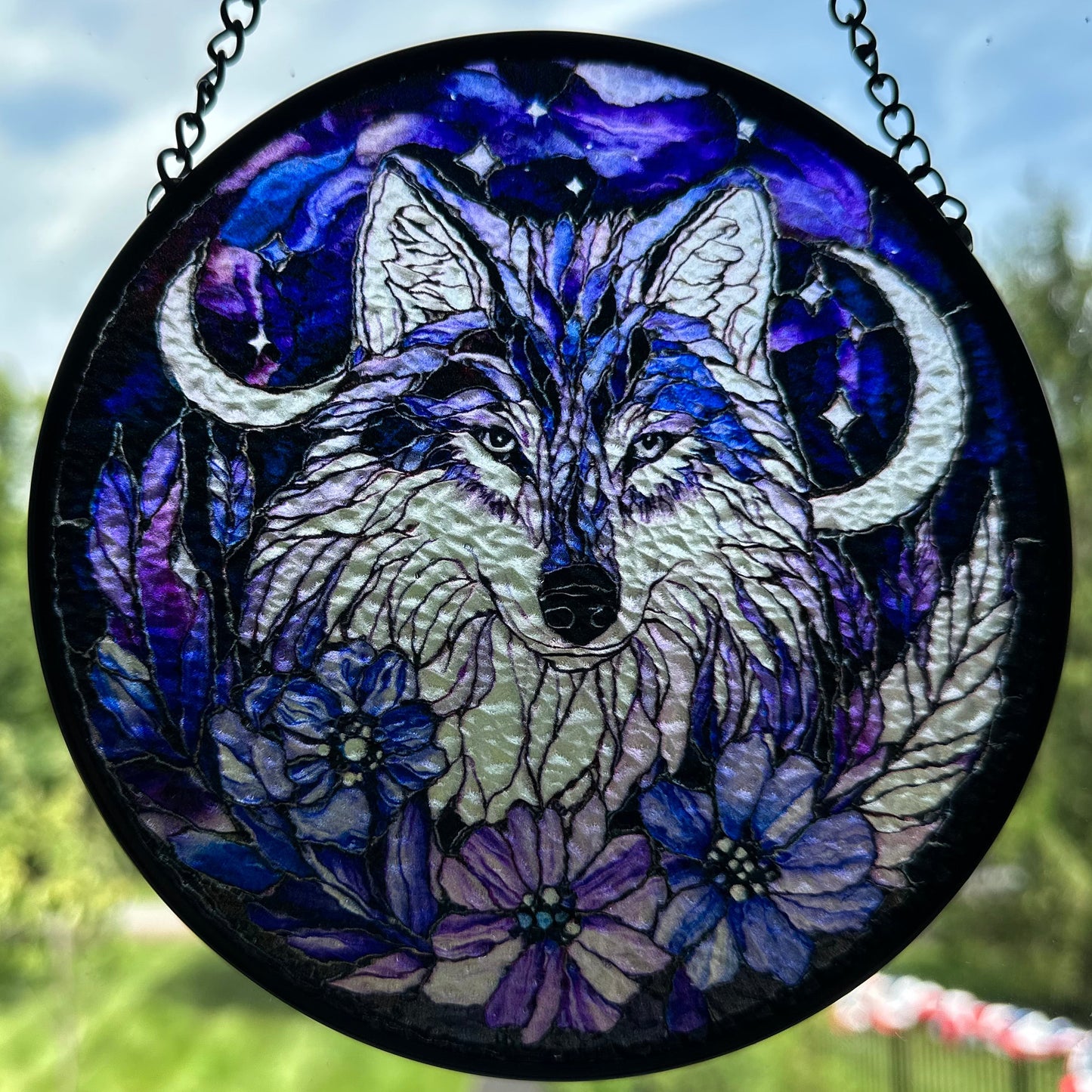 Midnight Purple Wolf Suncatcher