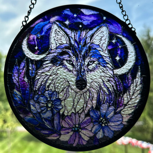 Midnight Purple Wolf Suncatcher