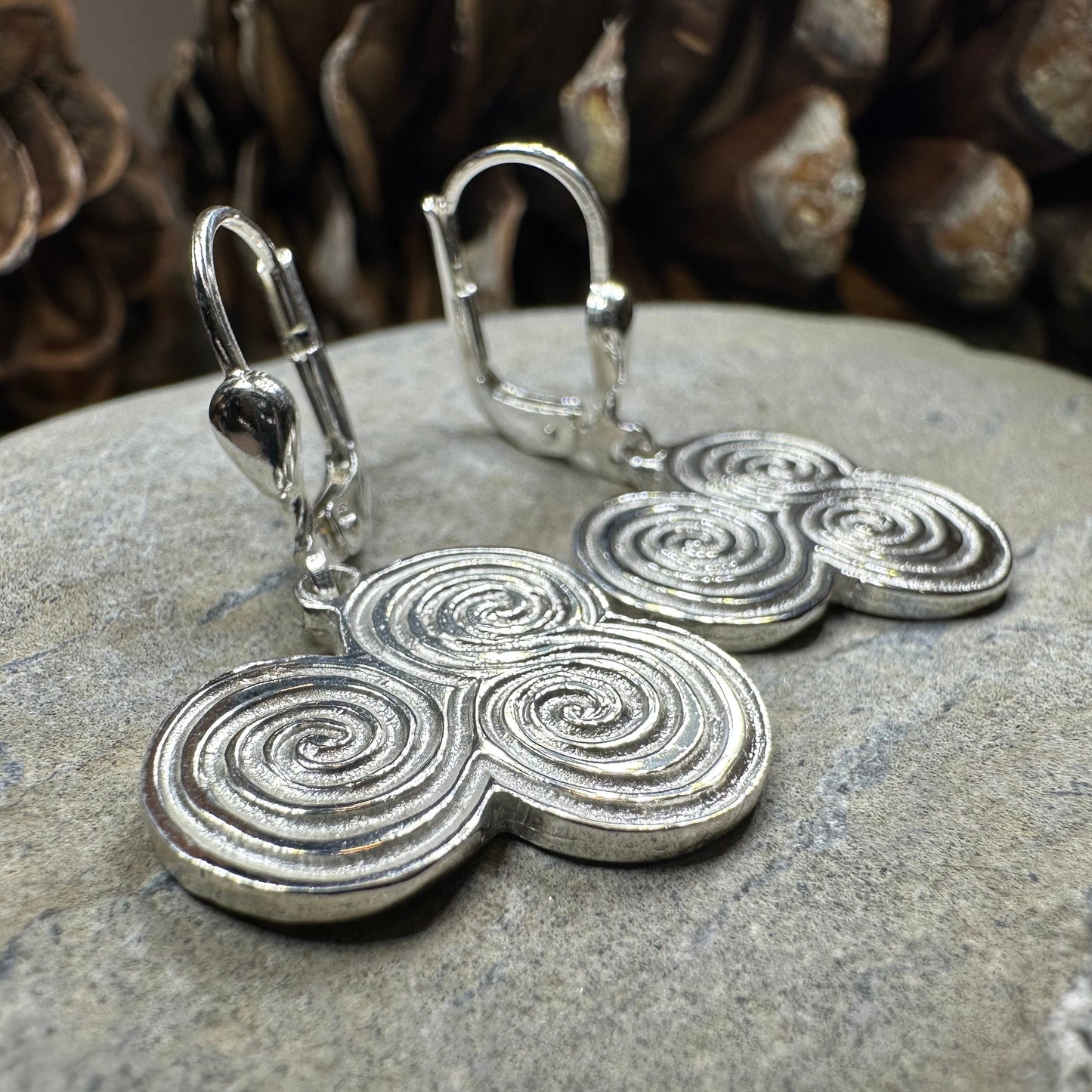 Artisan Newgrange Triple Spiral Earrings - Made in Ireland