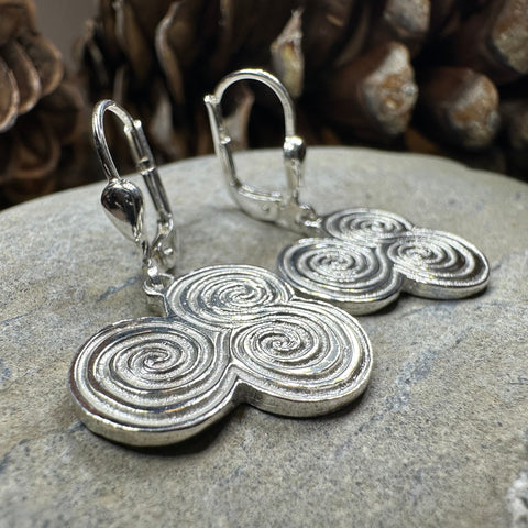 Load image into Gallery viewer, Artisan Newgrange Triple Spiral Earrings - Made in Ireland
