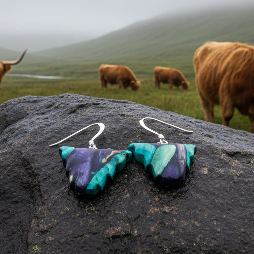 Heathergems Scottish Highland Cow Dangle Earrings - Handmade in Scotland