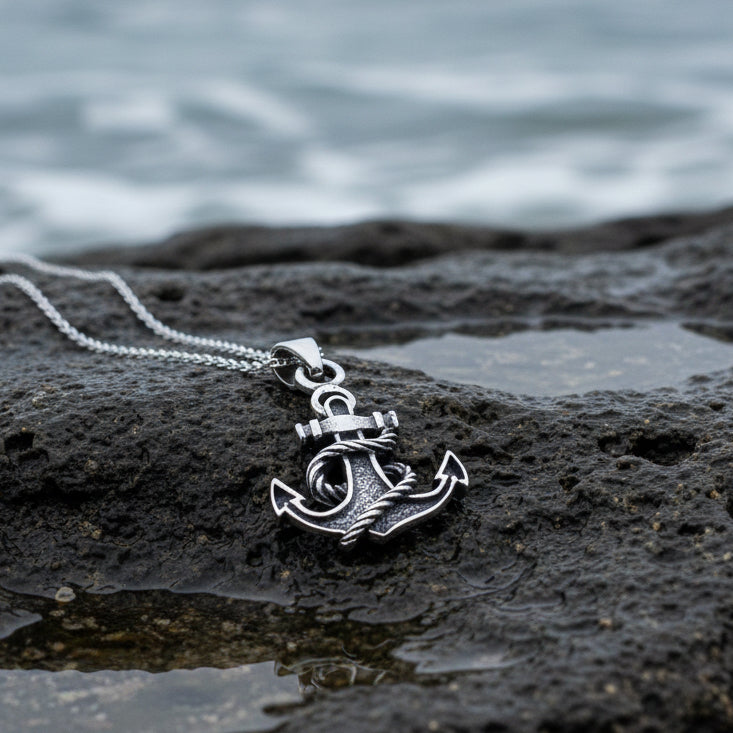 Pittenweem Petite Anchor Necklace in Sterling Silver