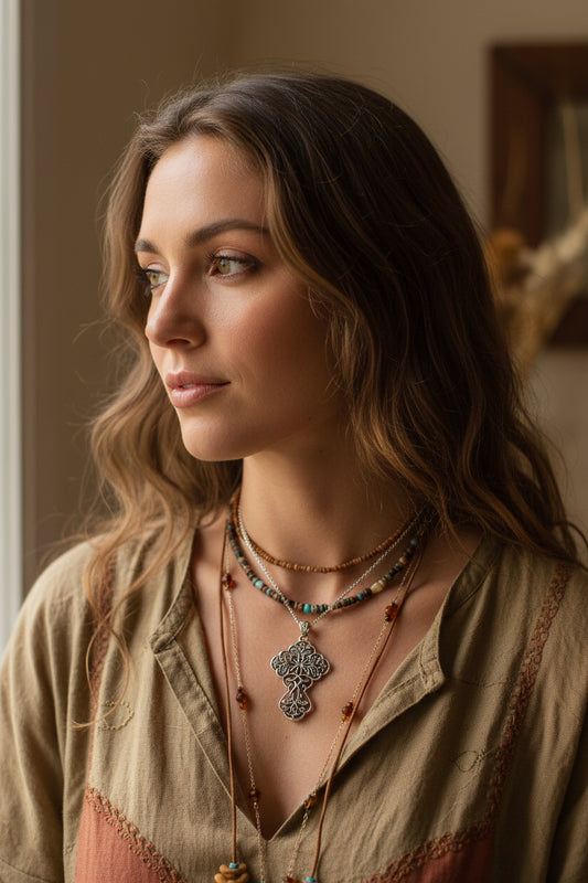 Amiens Celtic Cross Necklace in Sterling Silver