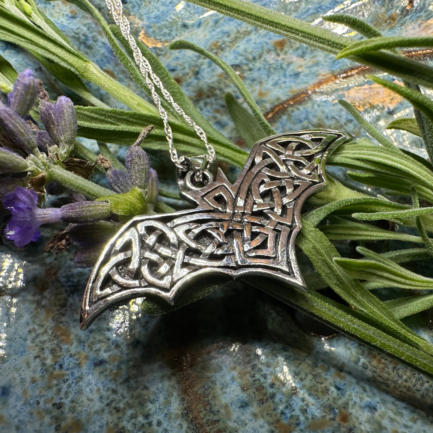 Nighthawk Celtic Bat Necklace in Sterling Silver