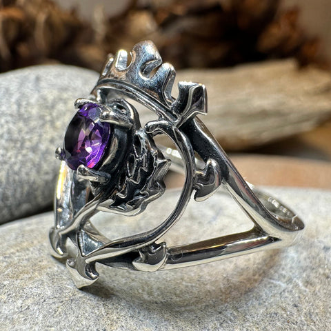 Load image into Gallery viewer, Dedication Scottish Luckenbooth Amethyst Ring in Sterling Silver
