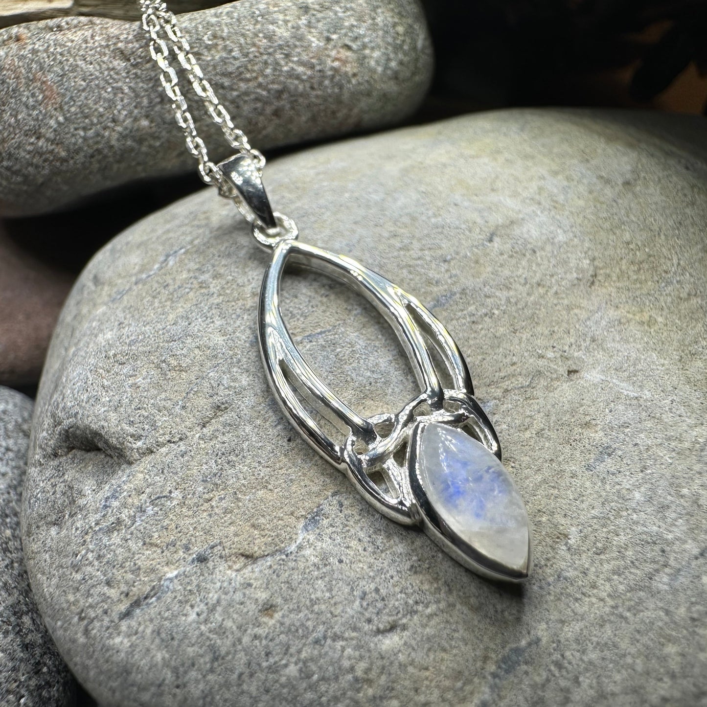 Elegant Moonstone Celtic Trinity Knot Necklace — view 9