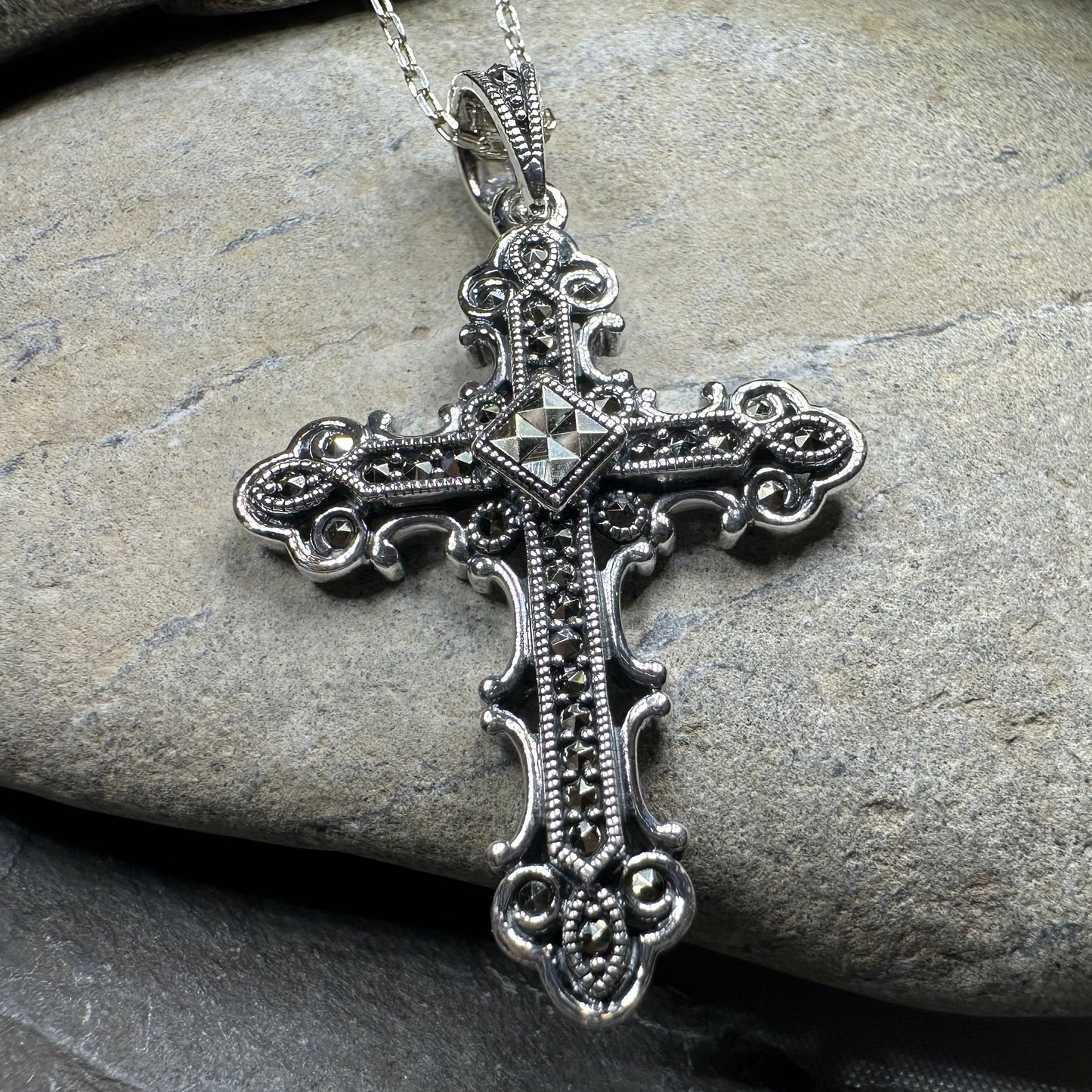 Jehanne Marcasite Cross Necklace — view 12