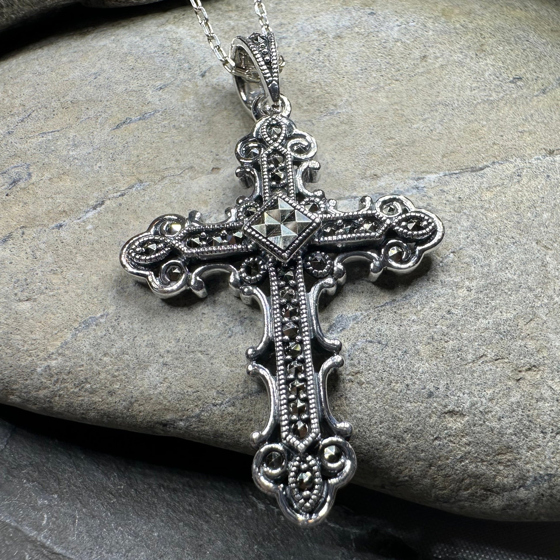 Jehanne Marcasite Cross Necklace — view 12