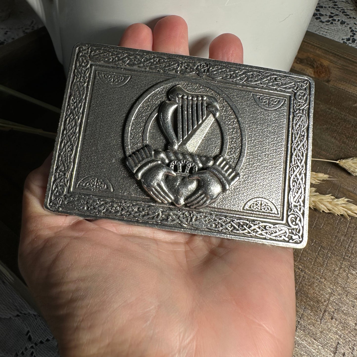 Irish Claddagh Harp Kilt Belt Buckle for Men