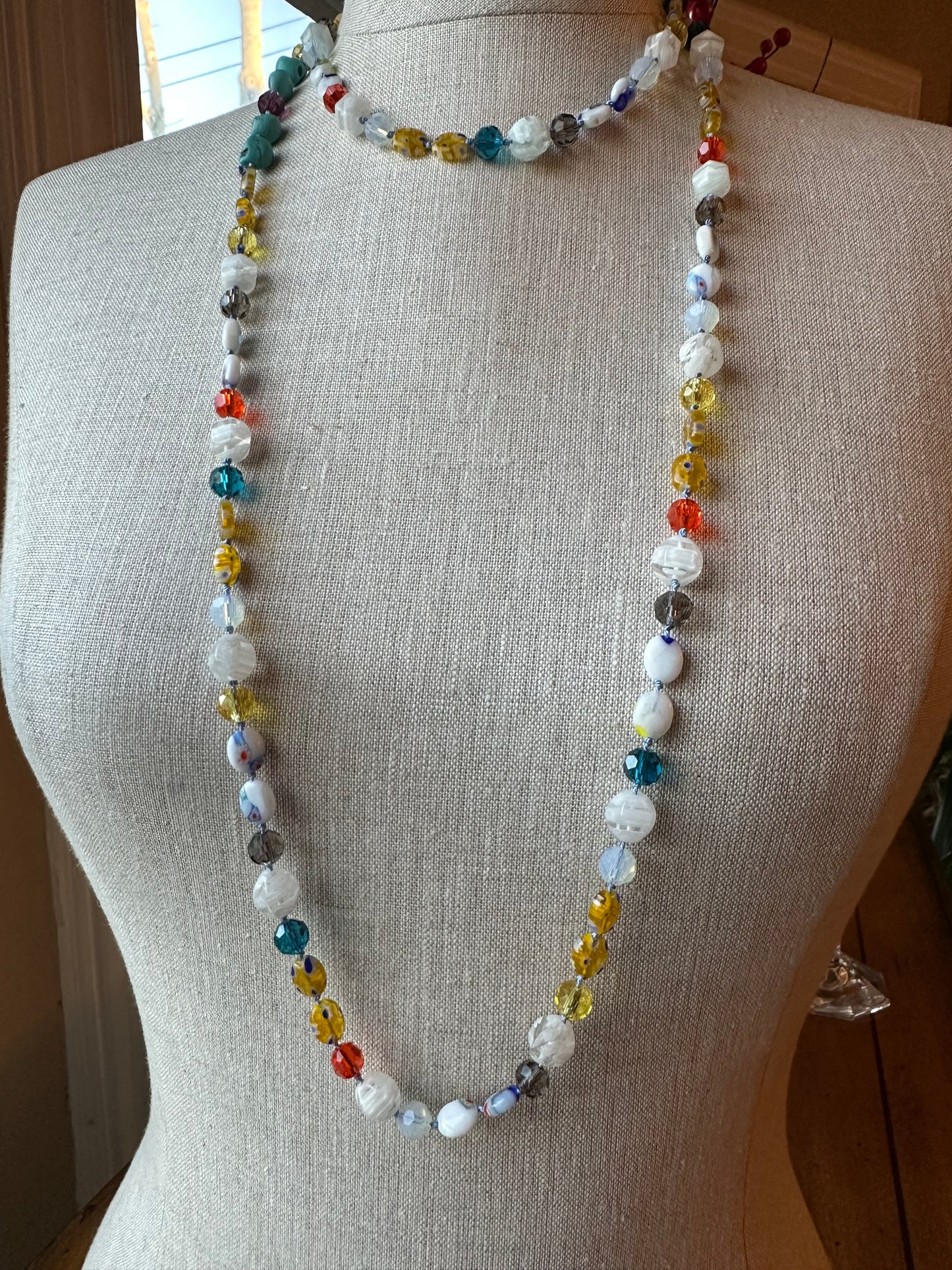 Flirty Sugar Skull Long Beaded Necklace