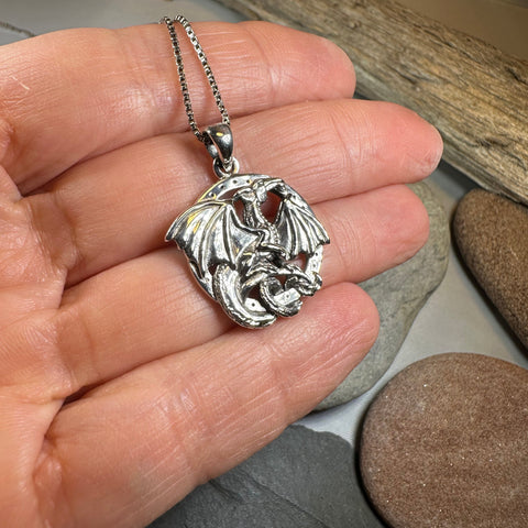 Load image into Gallery viewer, Silverwings Dragon Necklace in Sterling Silver

