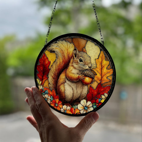 Load image into Gallery viewer, Autumn Squirrel Suncatcher
