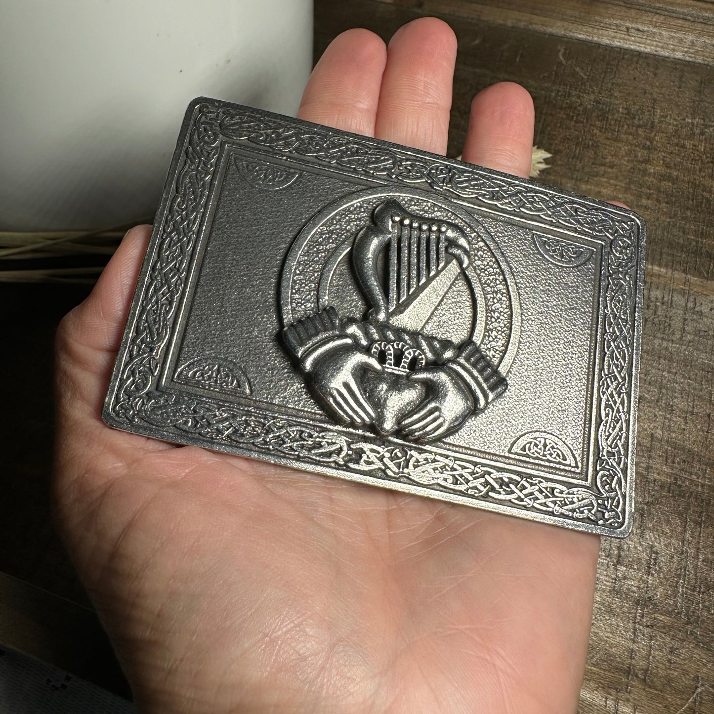 Irish Claddagh Harp Kilt Belt Buckle for Men