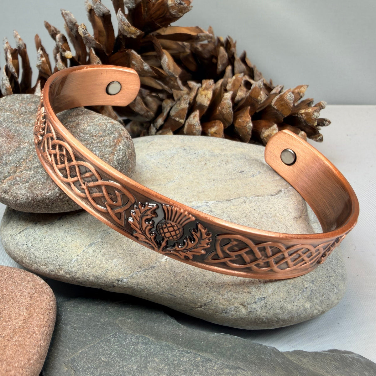 Classic Scottish Thistle Copper Cuff Bracelet