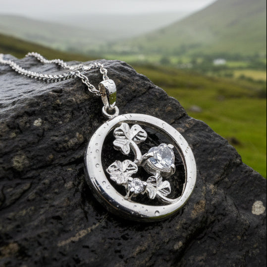 Irish Shamrock Garden Necklace in Sterling Silver — view 8