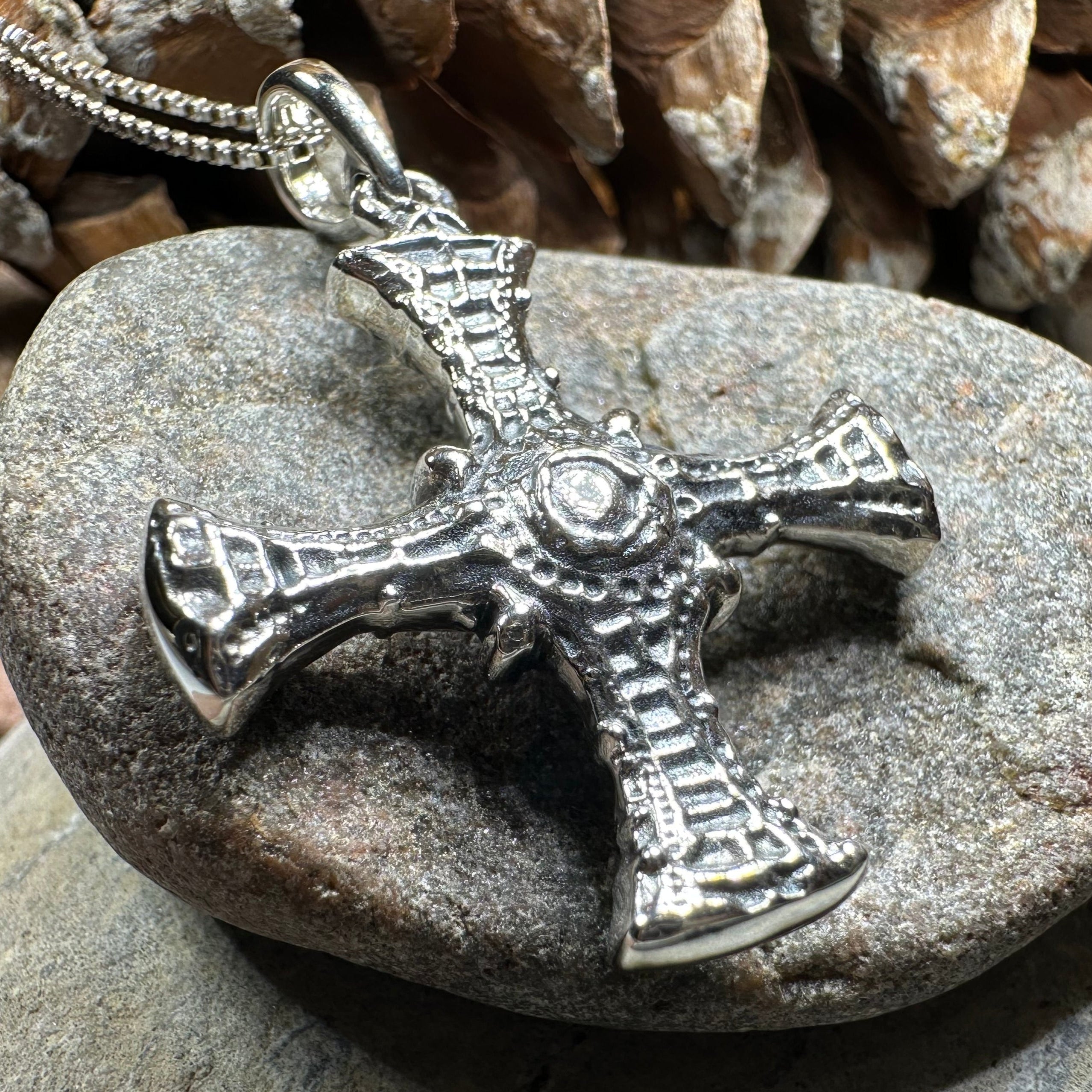 Saint Cuthbert Celtic Cross Necklace in Sterling Silver – Celtic