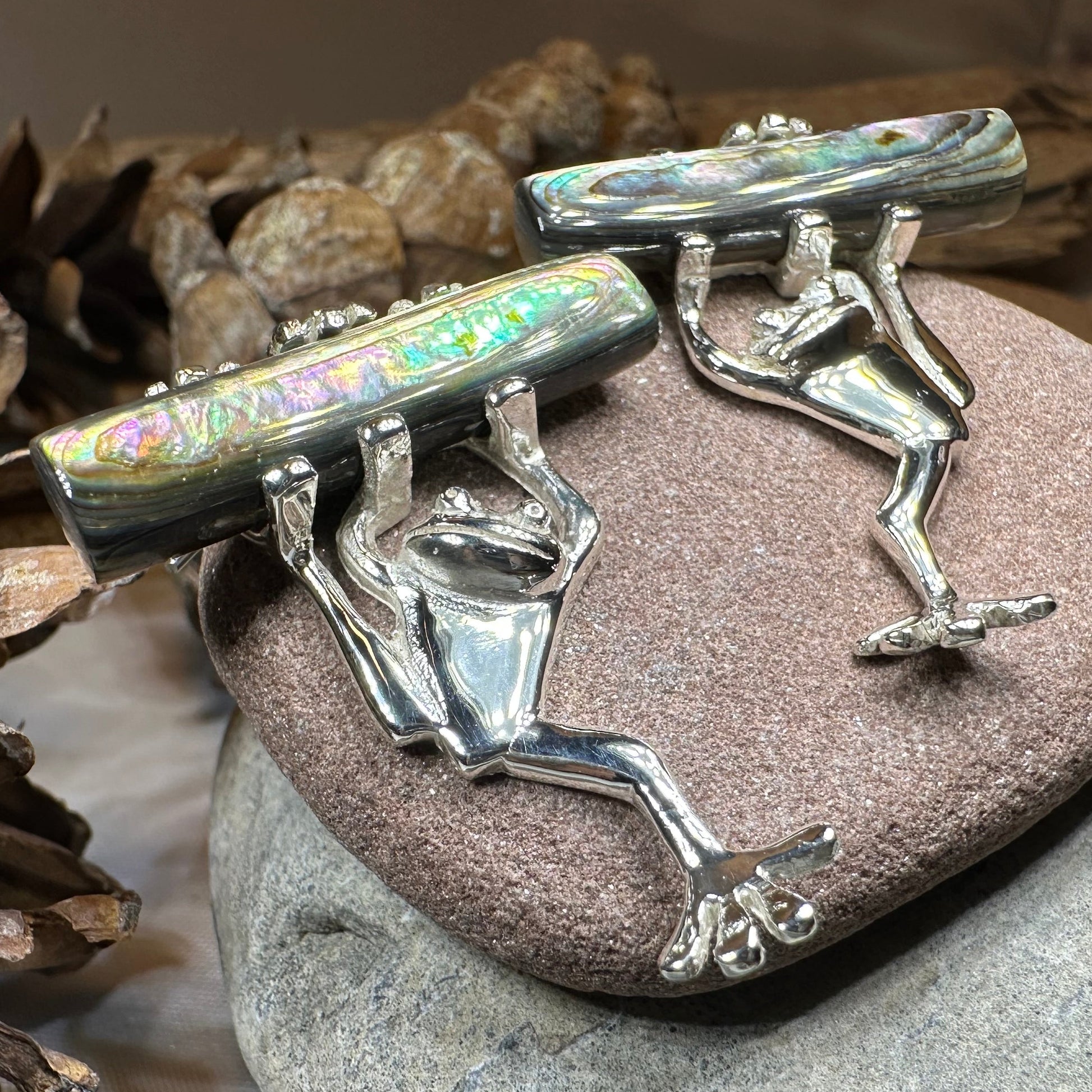 Abalone Frog Earrings — view 2