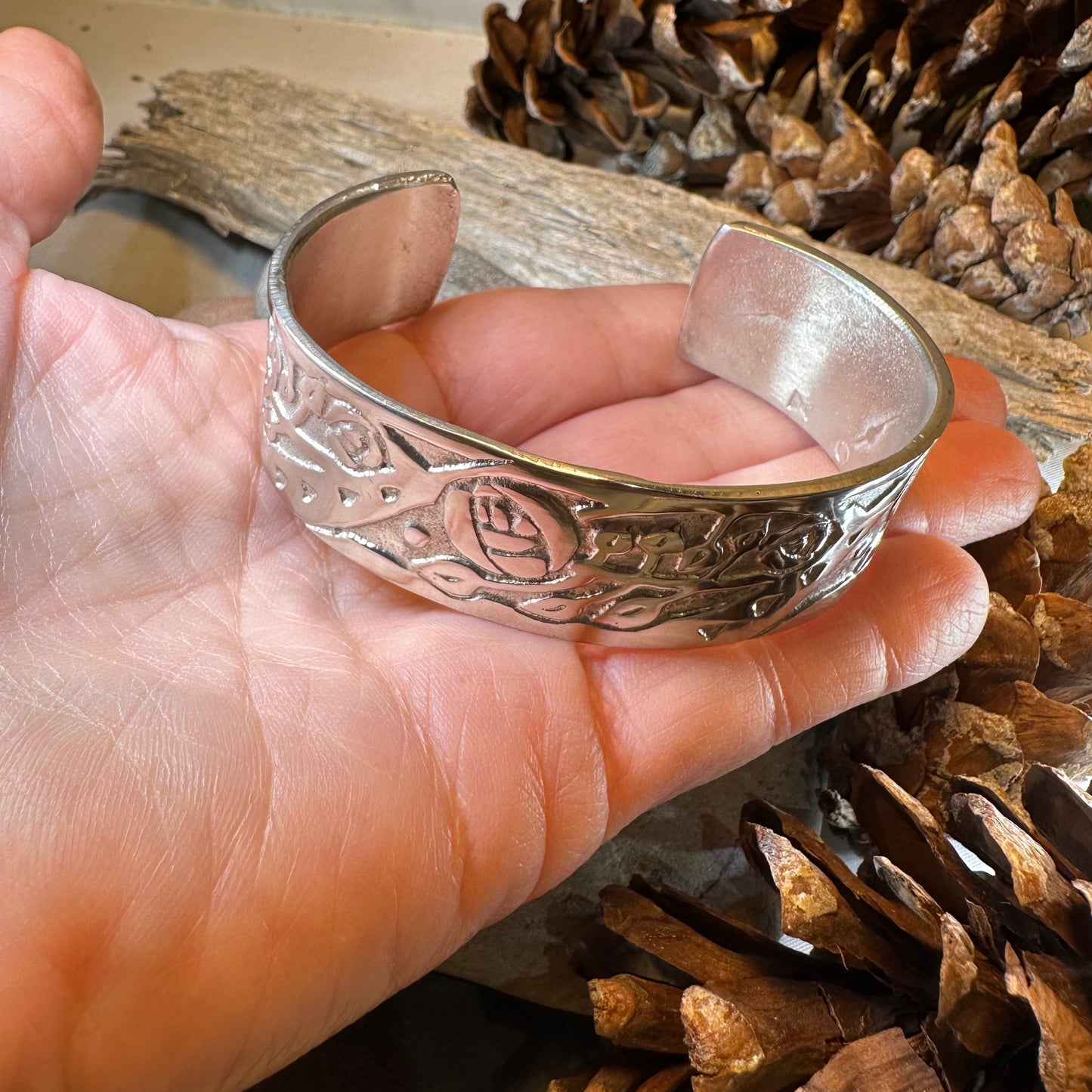 Celtic Mackintosh Flower Cuff Bracelet - Handmade in Scotland