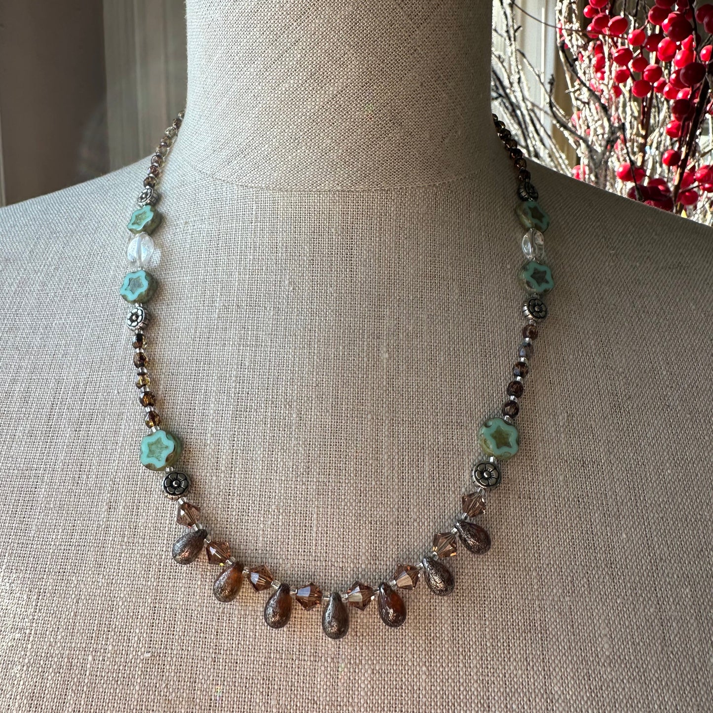 Golden Lotus Crystal Necklace — view 2