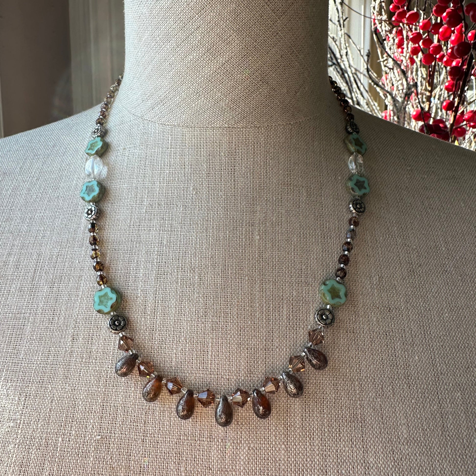 Golden Lotus Crystal Necklace — view 2