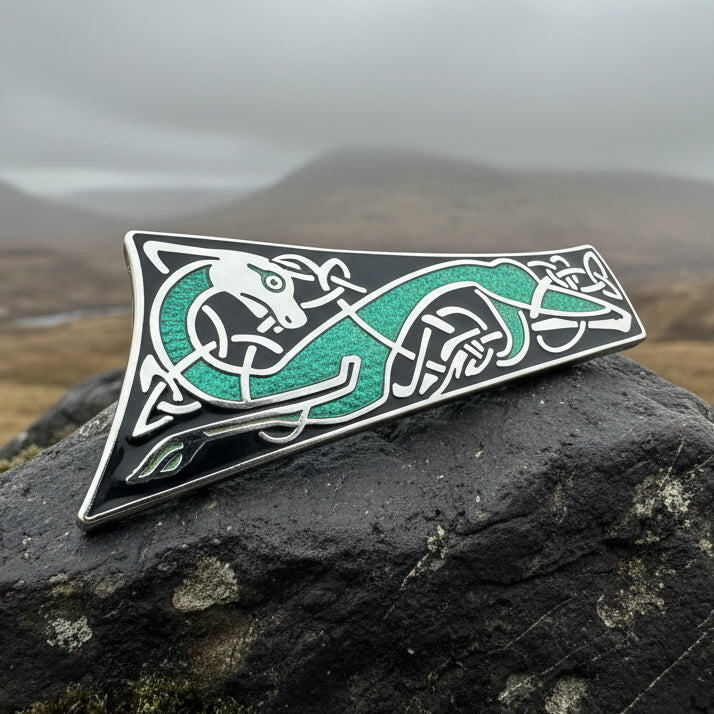 Long Celtic Dragon Brooch