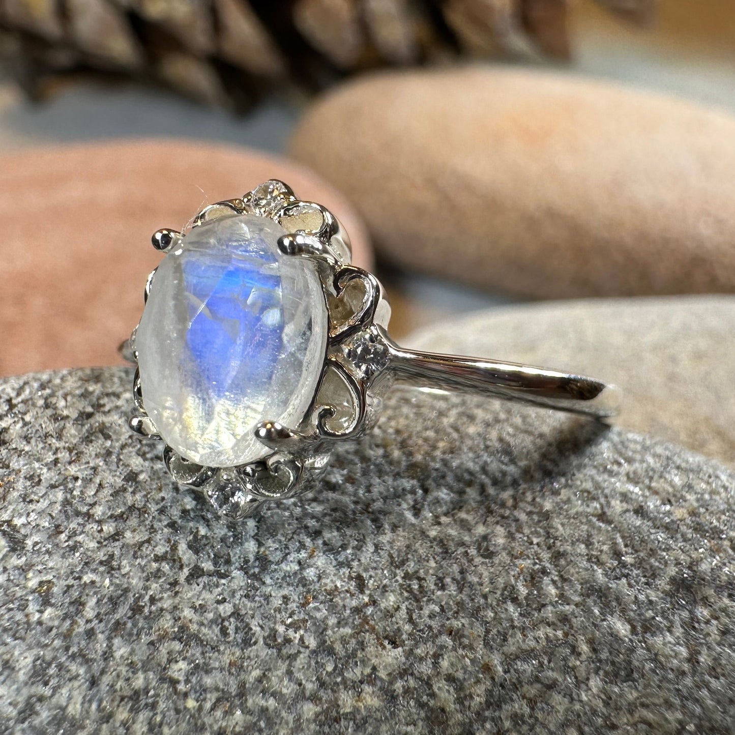 Allora Moonstone Ring in Sterling Silver