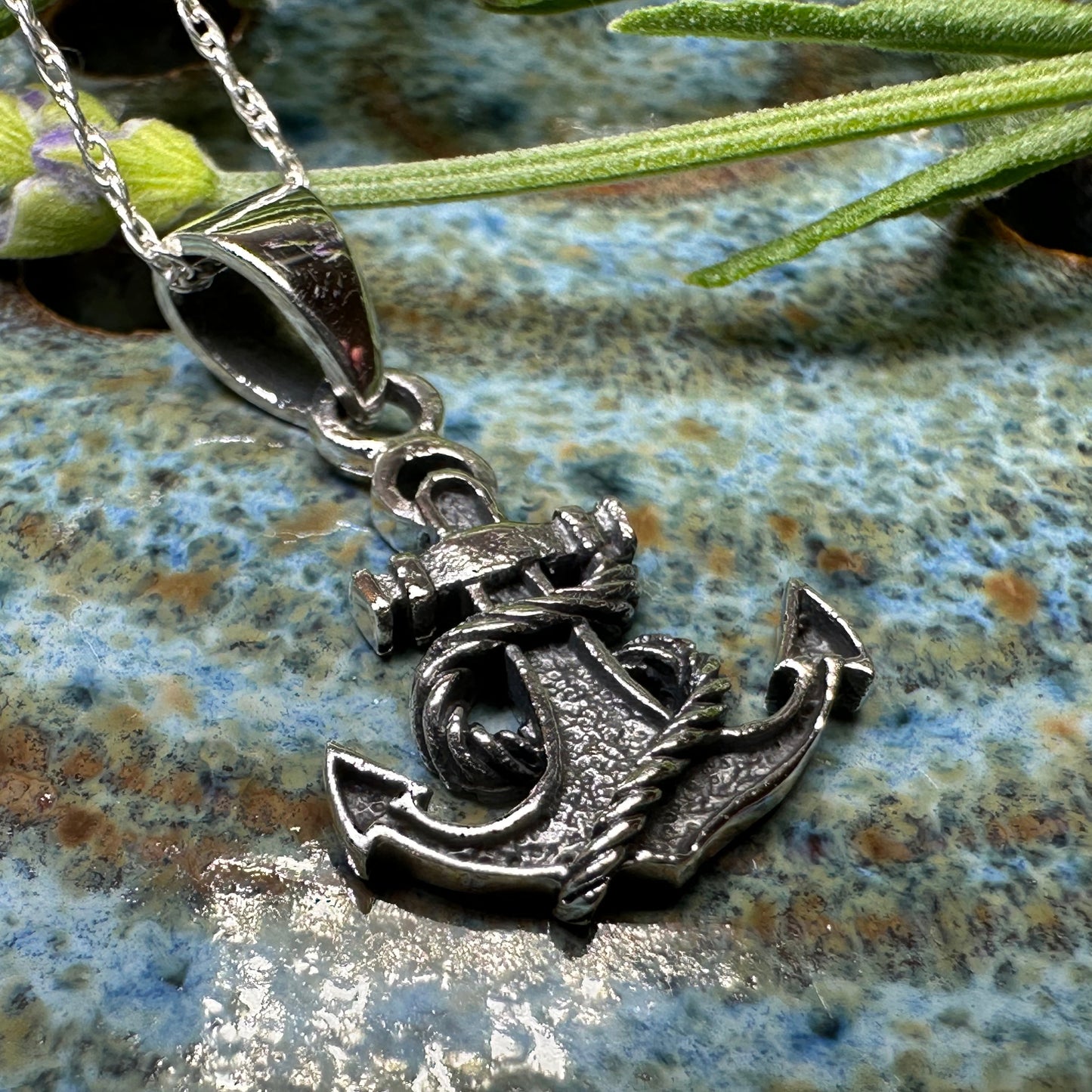 Pittenweem Petite Anchor Necklace in Sterling Silver