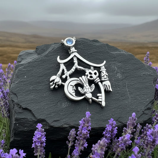 Moonstone Italian Cimaruta Pendant in Sterling Silver