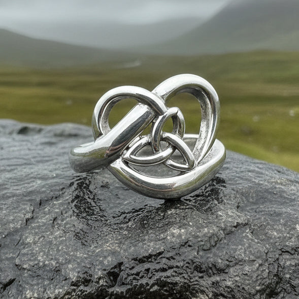 Celtic Trinity Knot Heart Ring in Sterling Silver