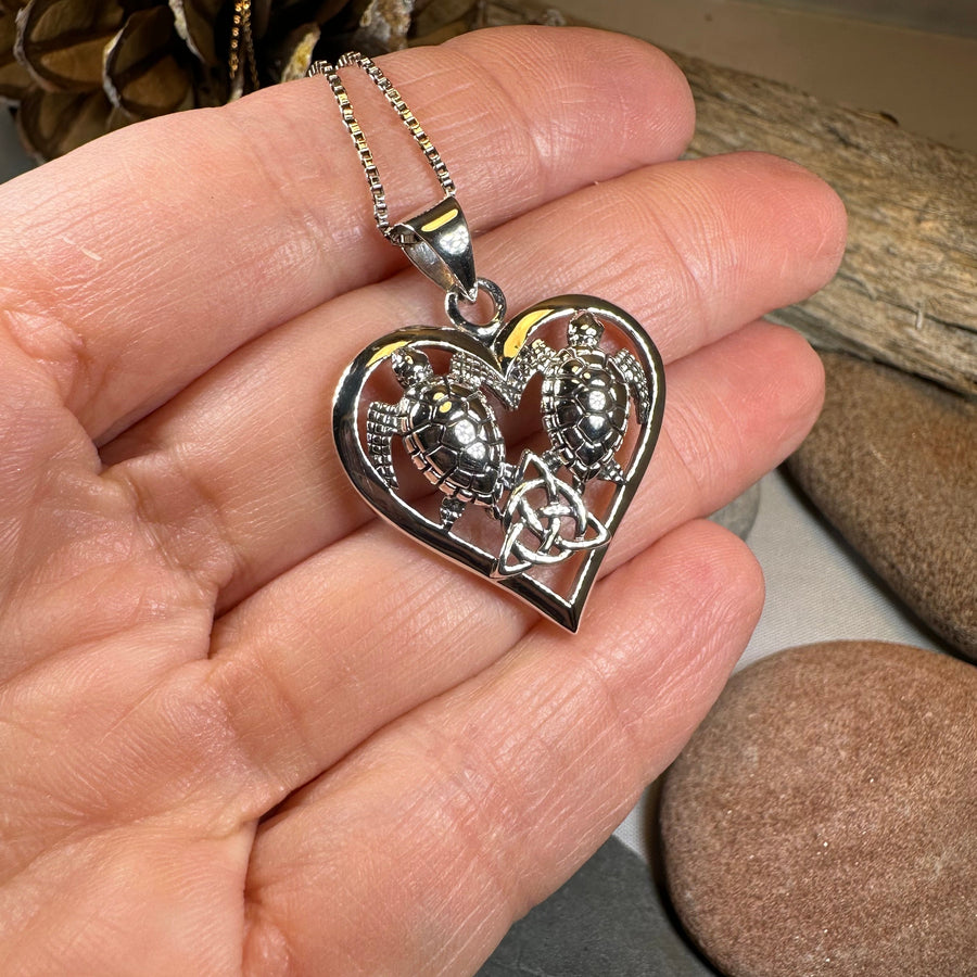 Celtic Turtle Lovers Necklace in Sterling Silver