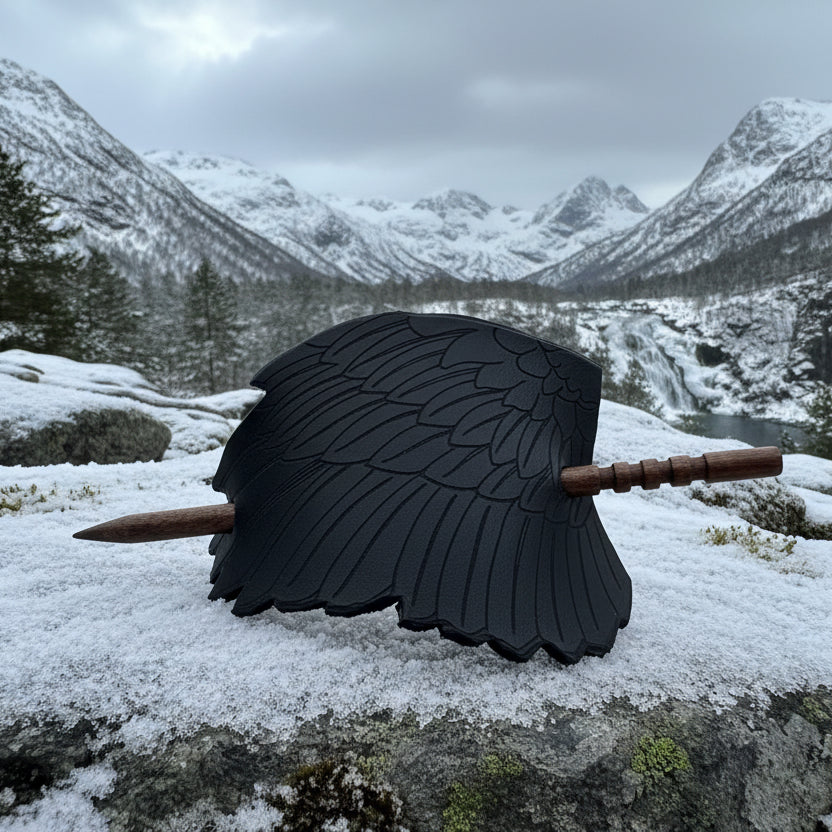 Black Raven Wing Leather Hair Slide for Women