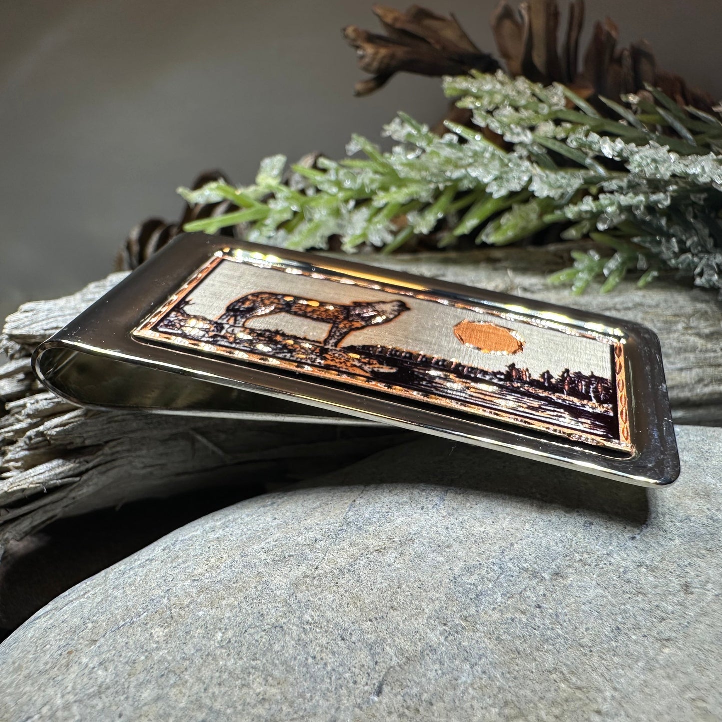 Howling Wolf Copper Money Clip