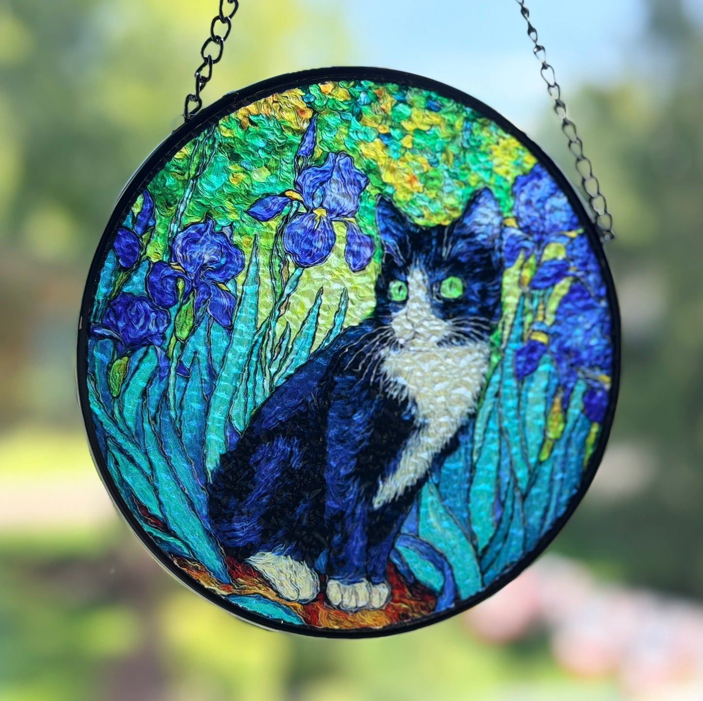 Van Gogh Iris Cat Suncatcher