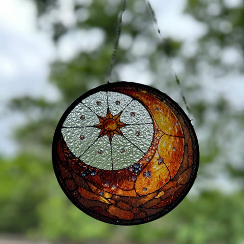 Load image into Gallery viewer, Crescent Moon &amp; Sun Suncatcher
