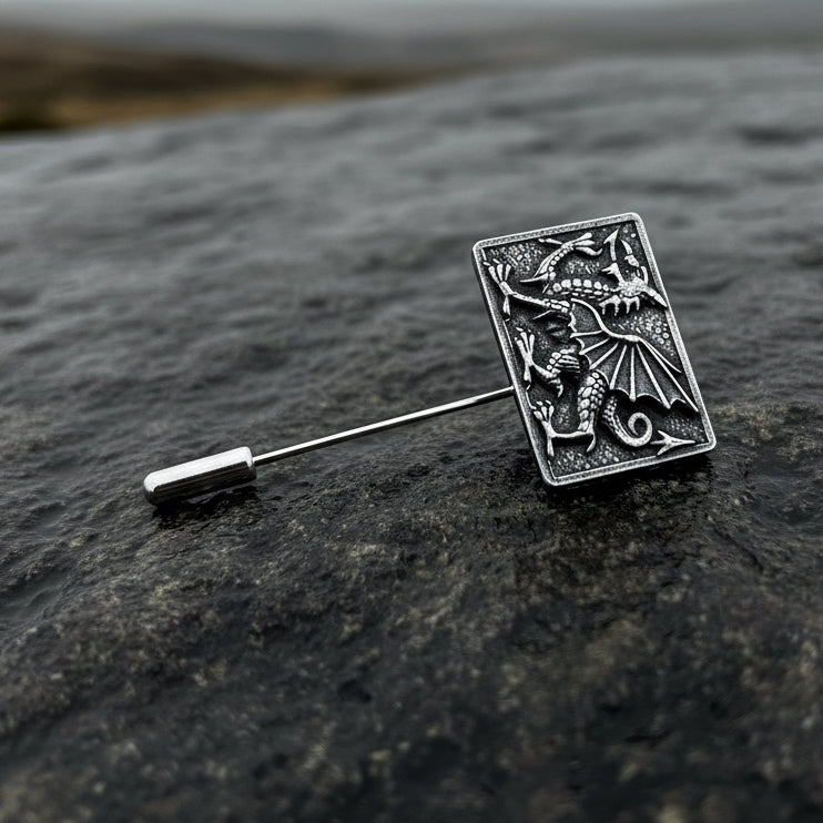 Square Welsh Dragon Lapel Stick Pin for Men