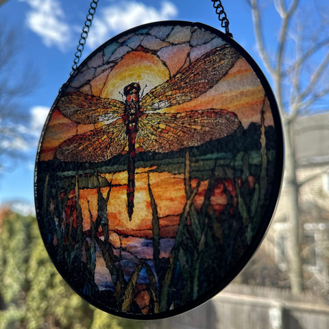 Load image into Gallery viewer, Sunset Dragonfly Suncatcher
