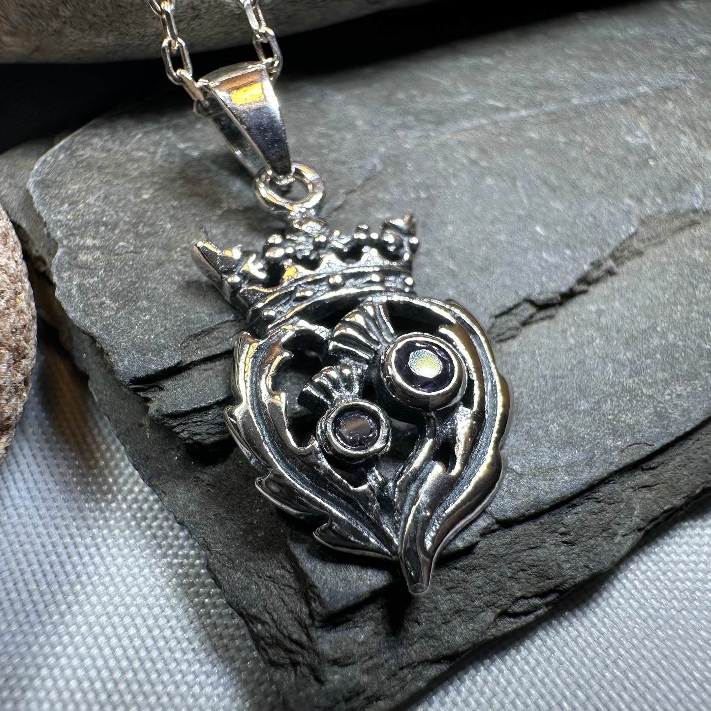 Petite Amethyst Scottish Luckenbooth Necklace — view 10