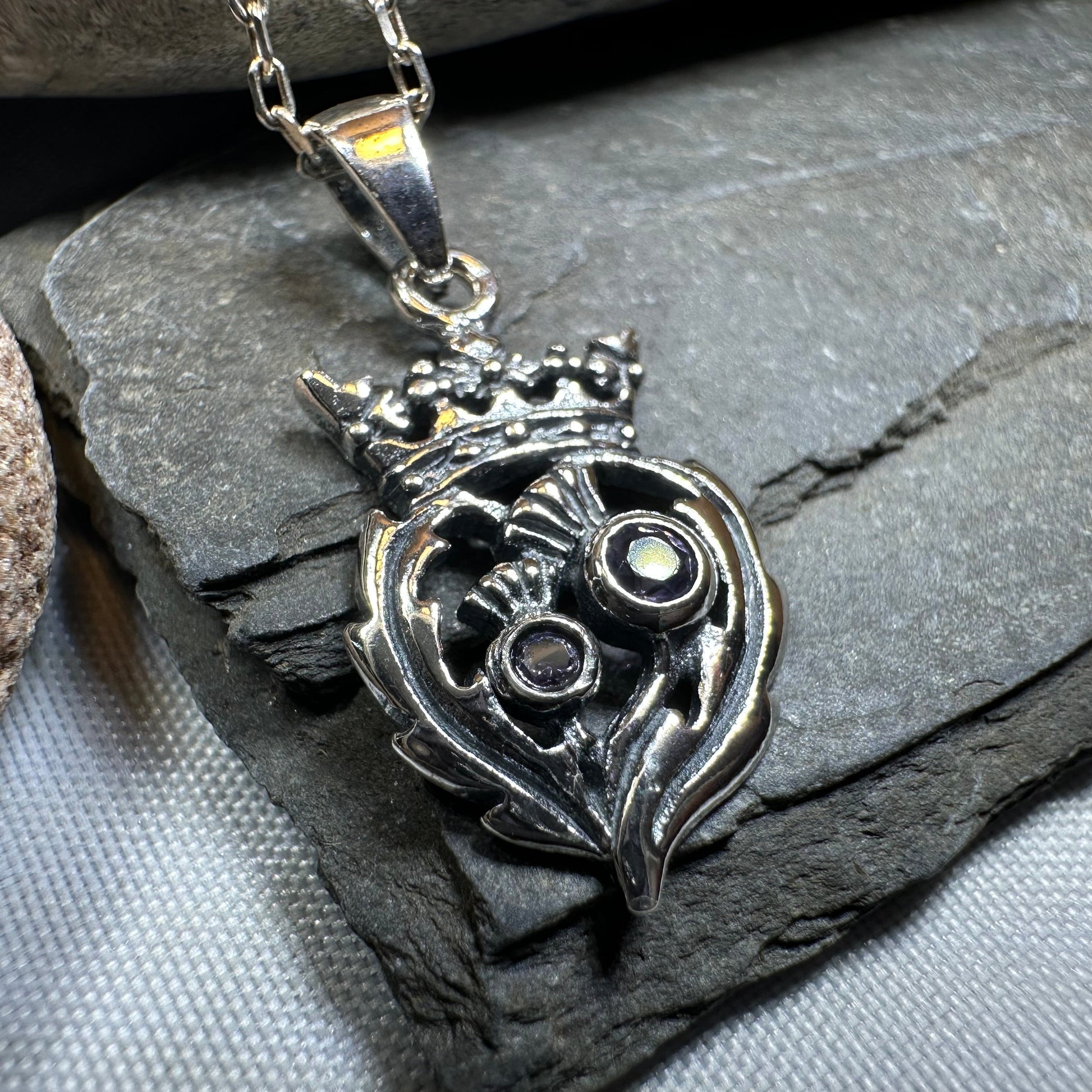 Petite Amethyst Scottish Luckenbooth Necklace — view 10