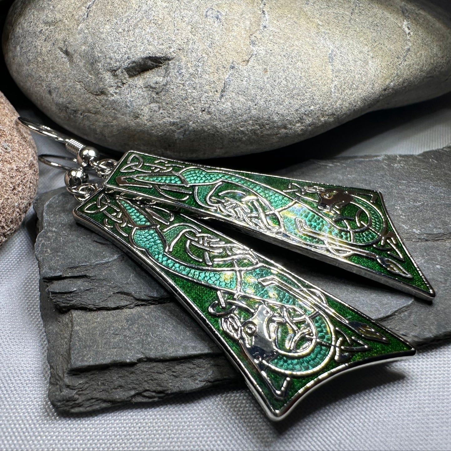 Dorcha Celtic Dragon Earrings